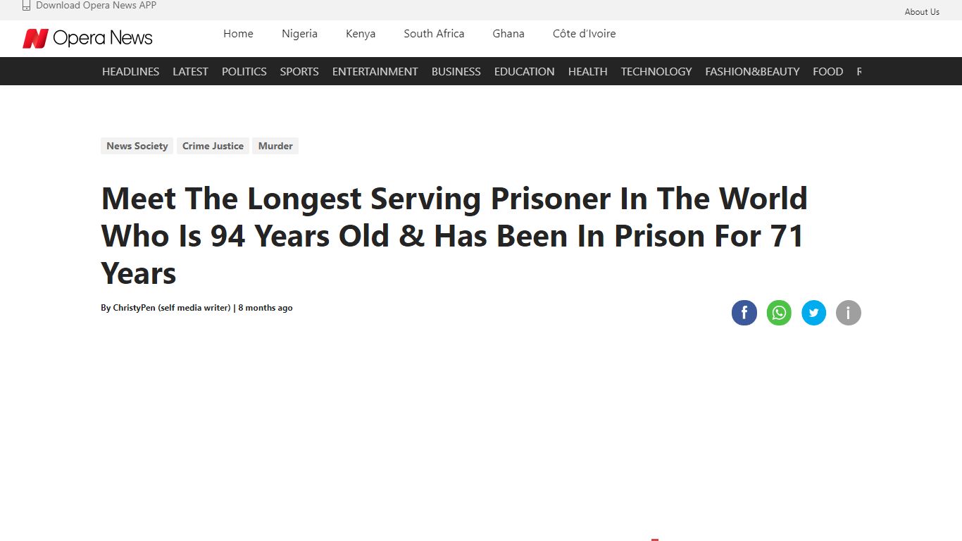 Meet The Longest Serving Prisoner In The World Who Is 94 Years Old ...